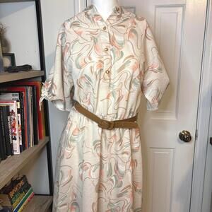 Henry Lee Vintage Abstract Belted Midi Dress